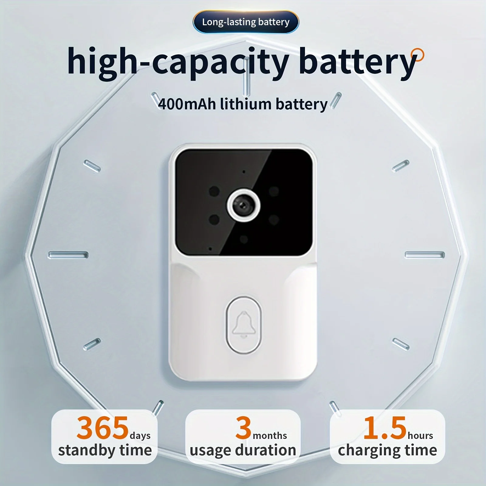 Smart HD Wireless Doorbell Camera with Night Vision, Two-Way Audio, App Control & Rechargeable Battery