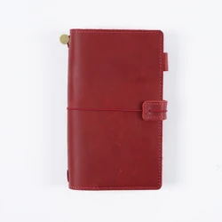 Vintage Leather Travel Journal - Handmade Refillable Portable Diary, Retro Brown (Red)