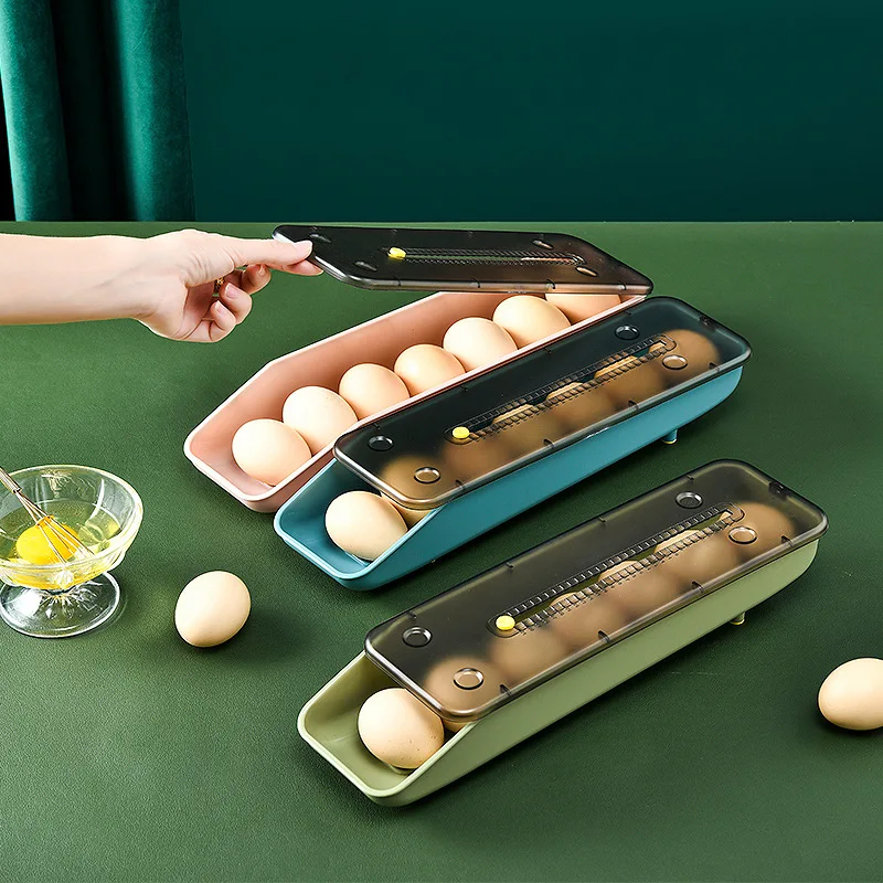 Automatic Rolling Egg Storage Box Plastic Storage Container Kitchen Fridge Organization Eggs Holder Basket Cartons Tray storage box kitchen storage box egg storage box food storage container food storage box rice storage box egg storage container