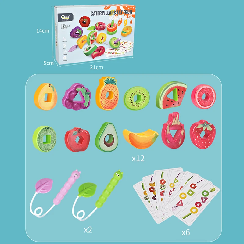 Fruit Shape Montessori Threading Toys for Children Geometric Cognitive Sensory Matching Games Fine Motor Skills Parish Material 6