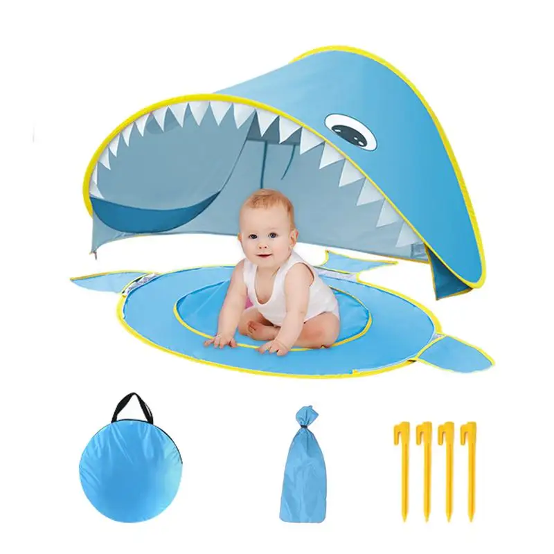 

Outdoor Tent Canopy For Kids UV Protection Beach Sun Shelter Tent Portable Kids Play House Tent With Built-in Mini Pool For Back
