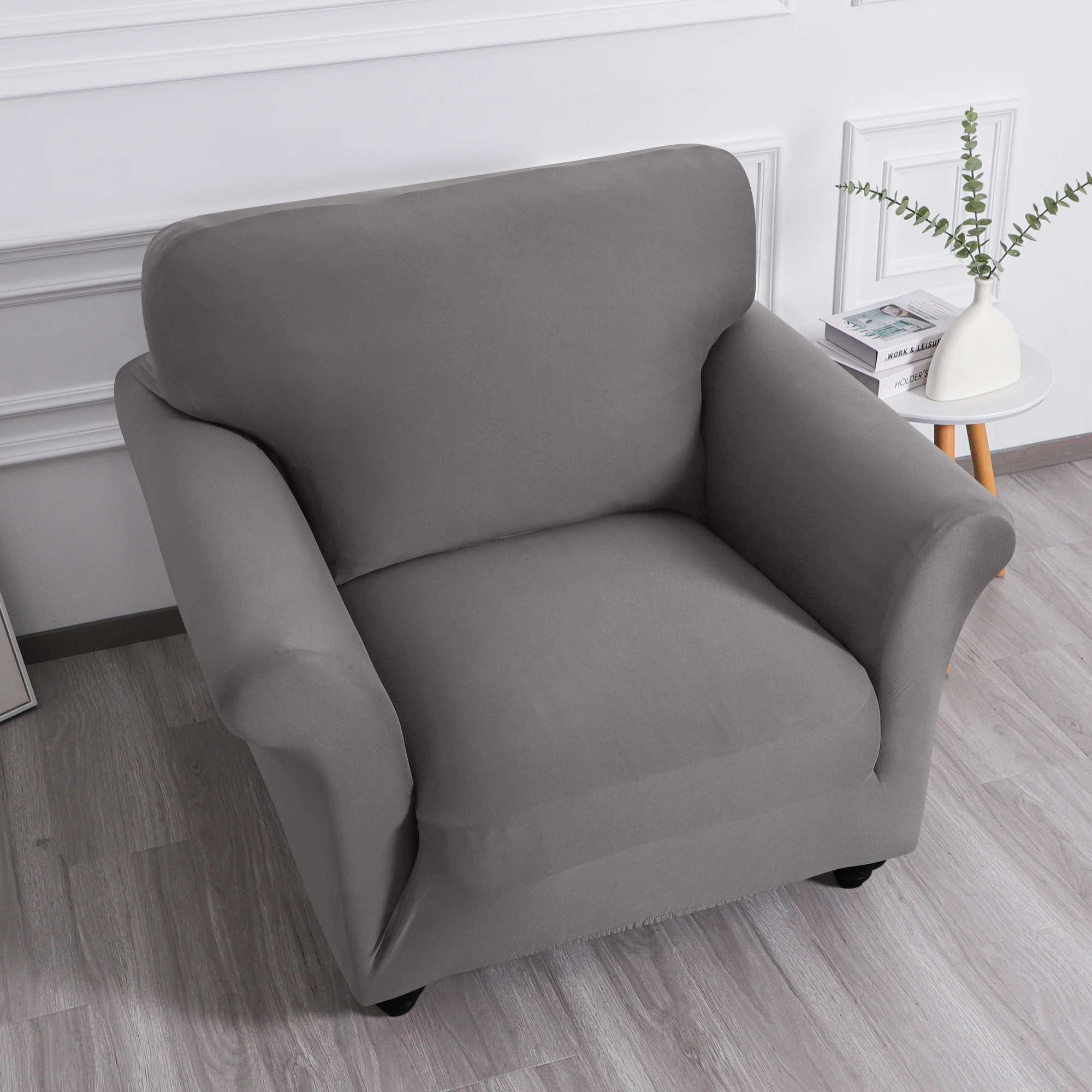 Elastic Single Sofa Covers Home Bar Counter Hotel Stretch Spandex Sofa Slipcovers for Living Room Soild Color 1 Seater Couch 2