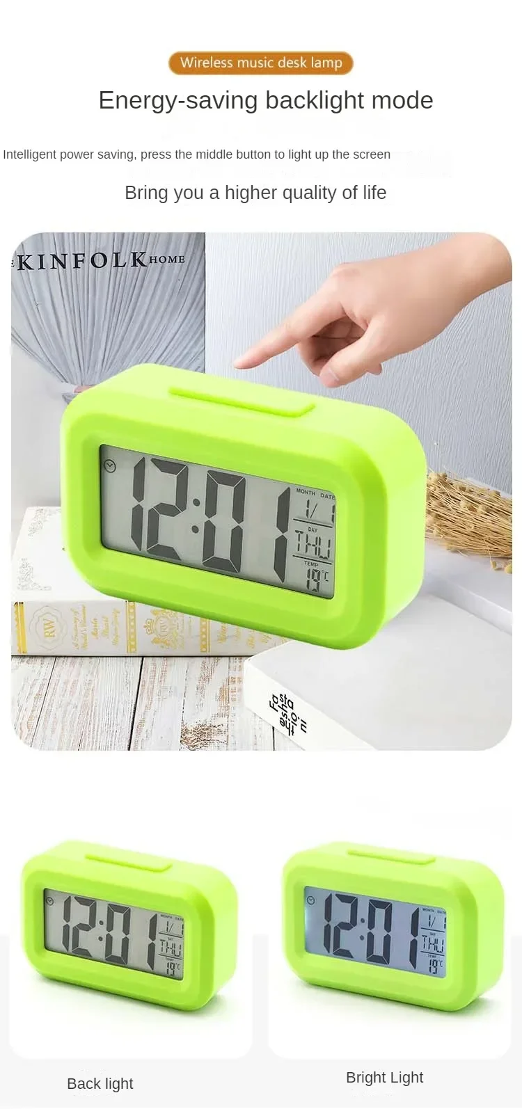 Description Picture 5 of itemElectronic Wall Clock Silent Mini Alarm Date Backlight 12/24H Temperature Week Countdown Powered Digital Clocks. Battery Desk