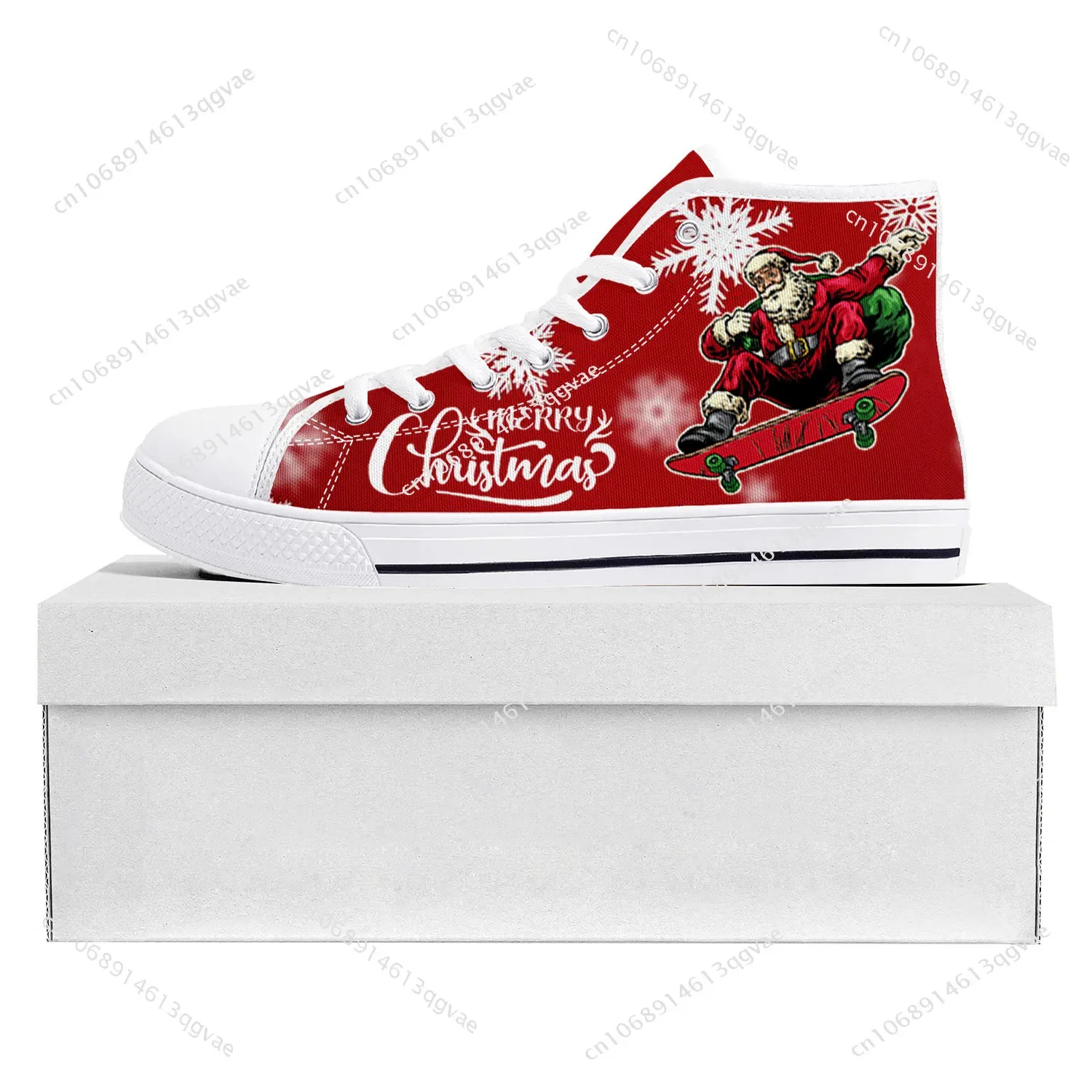 New Christmas High Top High Quality Sneakers Mens Womens Teenager Canvas Sneaker Casual Couple Shoes Custom Made Shoe White