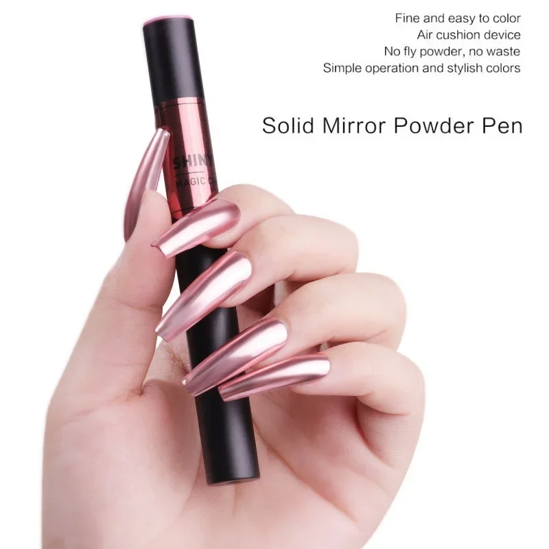 Nail Powder Pen 1pc Chrome Pigment Dust Laser Cushion Mirror Glitters Decor Tool Gold Silver Holographics Nails Art Accessories nail powder nail glitter nail pigment nail decoration nail decorations