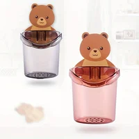 2pcs Cute Bear Pattern Wall Mounted Toothbrush Storage Rack Bathroom Multifunctional Toothbrush Container Bathroom Accessories 4