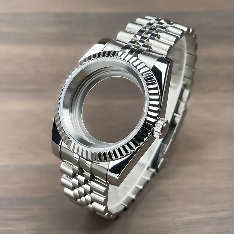 NH35 Watch Case 36mm/39mm Fluted Bezel Sapphire Glass Stainless Steel Fit Nh35 Nh36 Movement For SK DJ Replacement Part