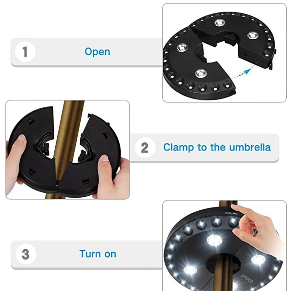 Parasol Light Umbrella Lights Beach Umbrellas Parasol Umbrella Lights Outdoor Lighting Garden Pole Lamp Tray Beach Lamp