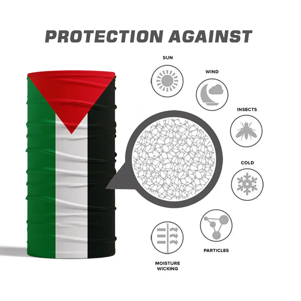 Printed Scarf Palestine Flag Bandana Neck Gaiter Warmer Hiking Camping Women Outdoor Headscarf Cycling UV Protection Face Mask Men Headband