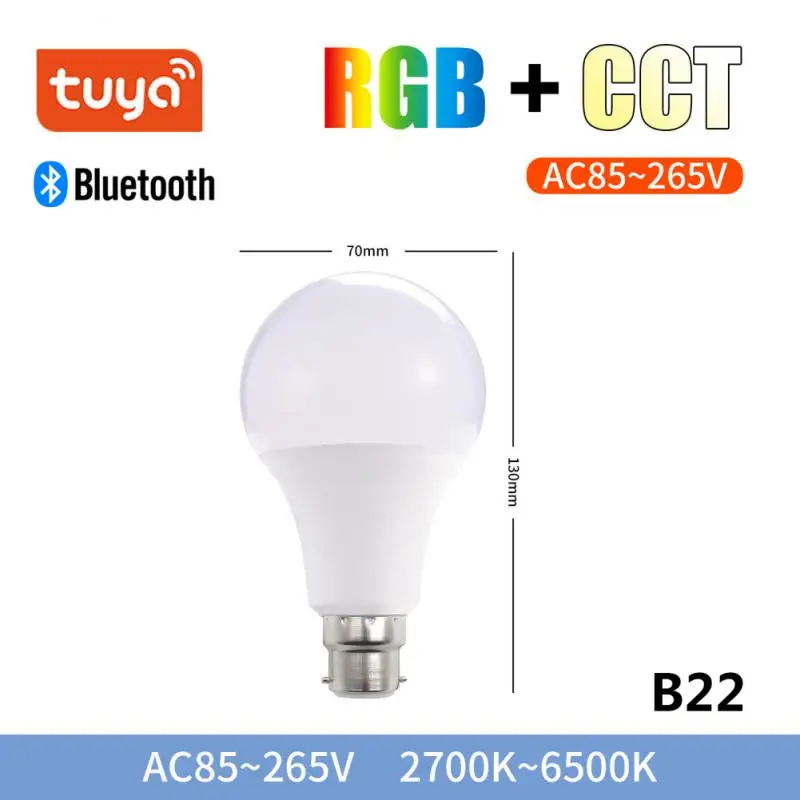 Tuya Bluetooth Smart Bulb RGB Lamp E27 B22 Led Bulb Light Can Use Gateway Upgrade To WiFi Bulbs Works With Alexa/Google Home 