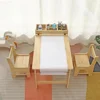 Kids Art Table and 2 Chairs Set Wooden Drawing Table with Large Storage Shelf Craft Table Toddler Activity and Study Desk 1