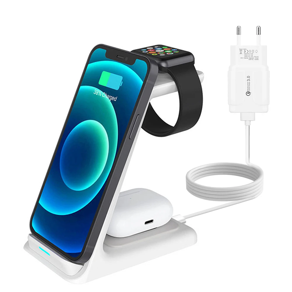 3 in 1 Wireless Charger For iPhone 13/12/11/ Pro/X/XR 20W Qi Fast Charging Dock Station For Apple Watch 6 5 4 3 2 1 SE Airpods wireless charging stand
