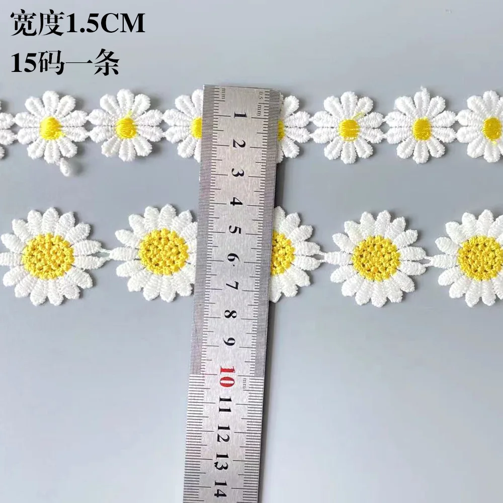 3/5 Yards Sunflower Daisy Embroidery Lace Clothing Accessories Water Soluble Lace Home Textile Fabric Bedding DIY