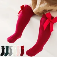 Big Bow Baby Long Socks Toddler Girls Spring Autumn Leg Warmer Soft Cotton Princess Kids Knee High Socks Children Newborn Sock 2