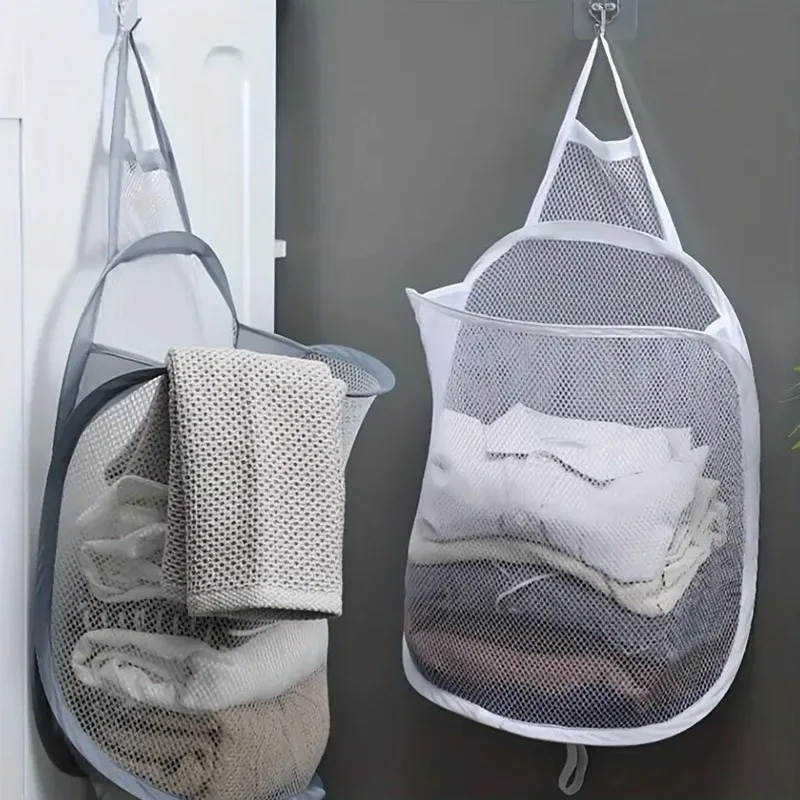 1PC Mesh Laundry Basket Storage Box Bathroom Wall Mounted Design Durable Mesh Fabric Very Suitable for Storing Dirty Clothes