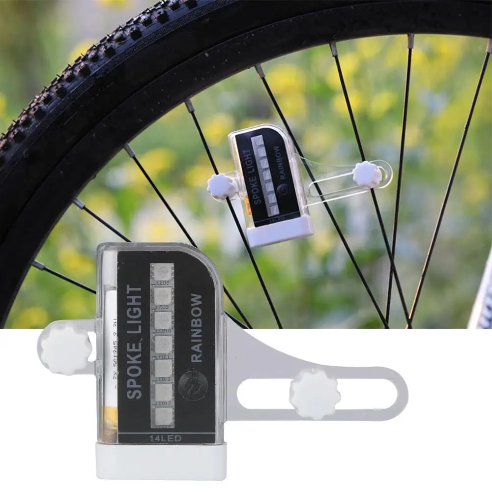 Bicycle Wheel Light 14 RGB LEDS Bike Spoke Lamp Cycling Signal Warning Lantern 30 Patterns Rim Movement Light Colorful Sens G0I8 bicycle parts bike accessories
