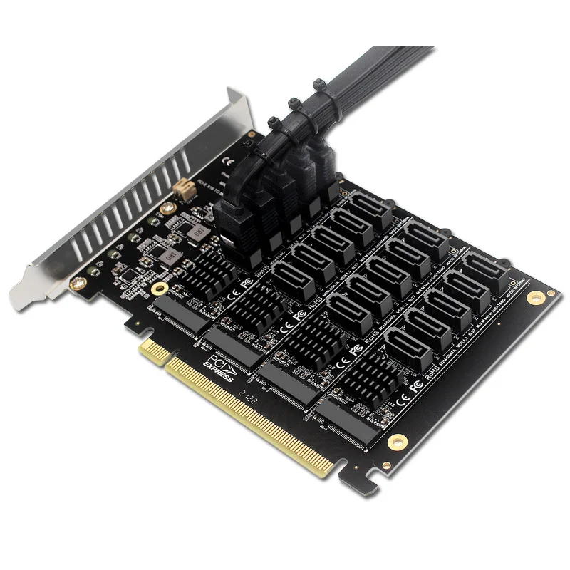 Cartão de Expansão para Asus Hyper M.2×16 Pci-e para Sata Adaptador Chip Jmb585 Pcie X16 Nvme M.2 Raid 20 Portas