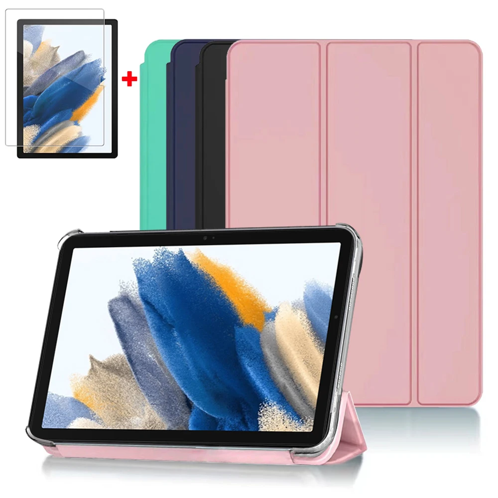 Capa de Suporte Tri-fold de Couro pu Capa Inteligente para Tablet Sono Samsung Galaxy Tab a8 a7 Lite 8.7 10.5 X200 X205 T220 2023