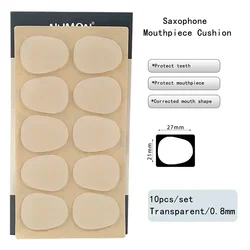 Saxophone & Clarinet Mouthpiece Cushions - Set of 10 Silicone Pads, 0.5mm/0.8mm Thickness (Clear Sax 0.8mm)