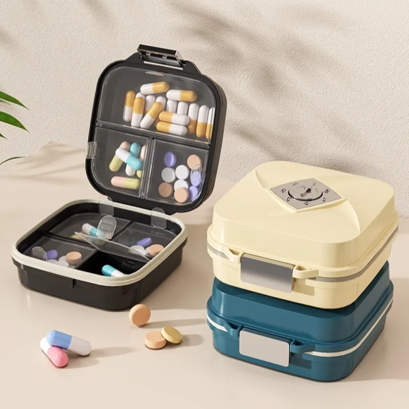 Record Time Medicine Box 7 Days Organizer 7 Grids Weekly Pill Case Portable Pill Cases for Vitamins Medicine Fish Oils Storage