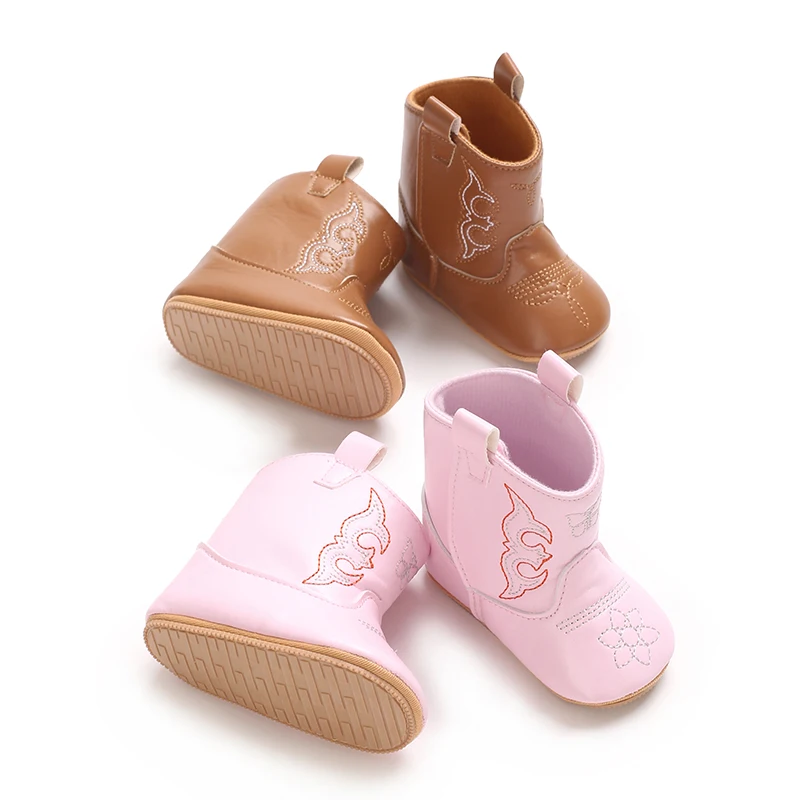 Boys and Girls Baby Boots Soft Bottom Non-slip Baby Foreign-style Western Cowboy Leather Boots Baby Shoes 1