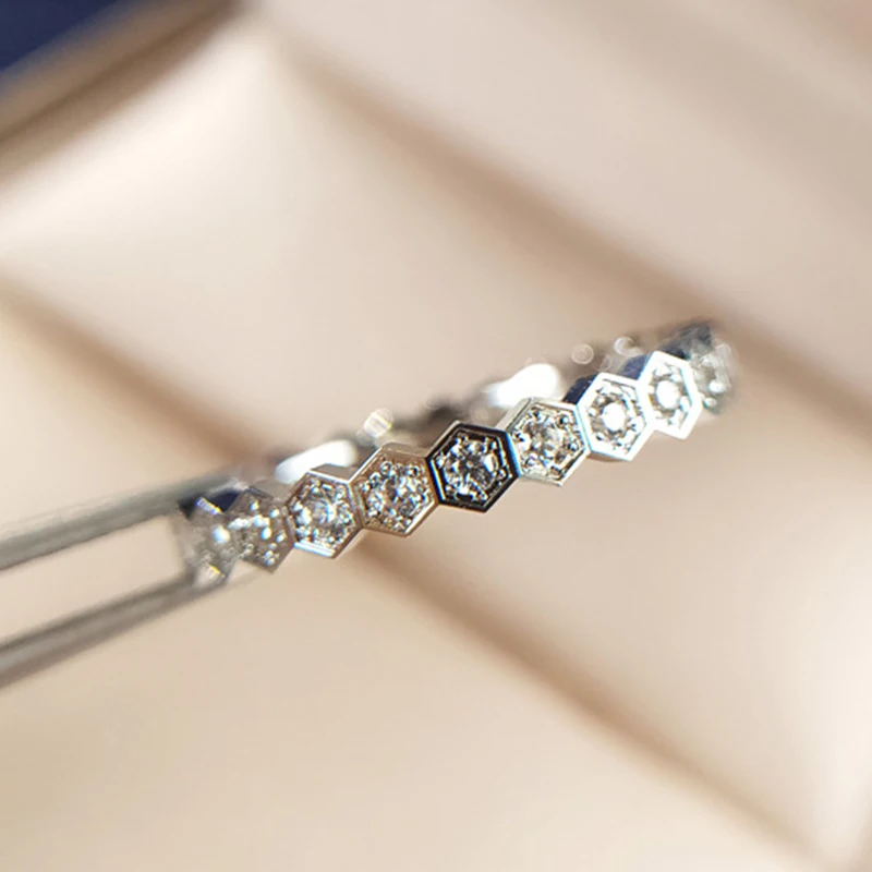 خواتم من الفضة الإسترليني عيار 925 على شكل هندسي م...