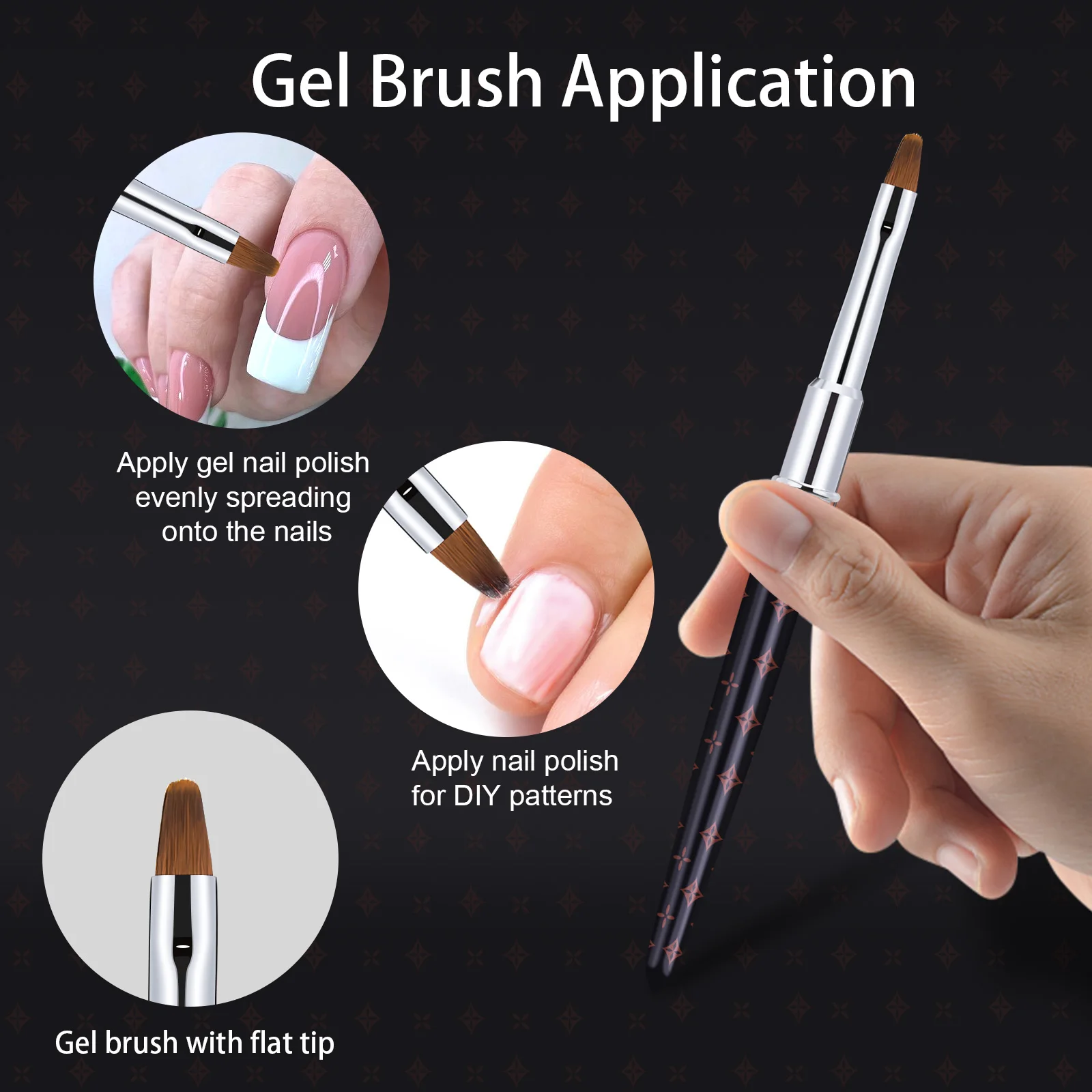 2PC Nail Acrylic Brush 100%Kolinsky Sable Acrylic Brush UV Gel Carving Pen Brush Liquid Powder DIY Nail Drawing Nail Art Brushes 4