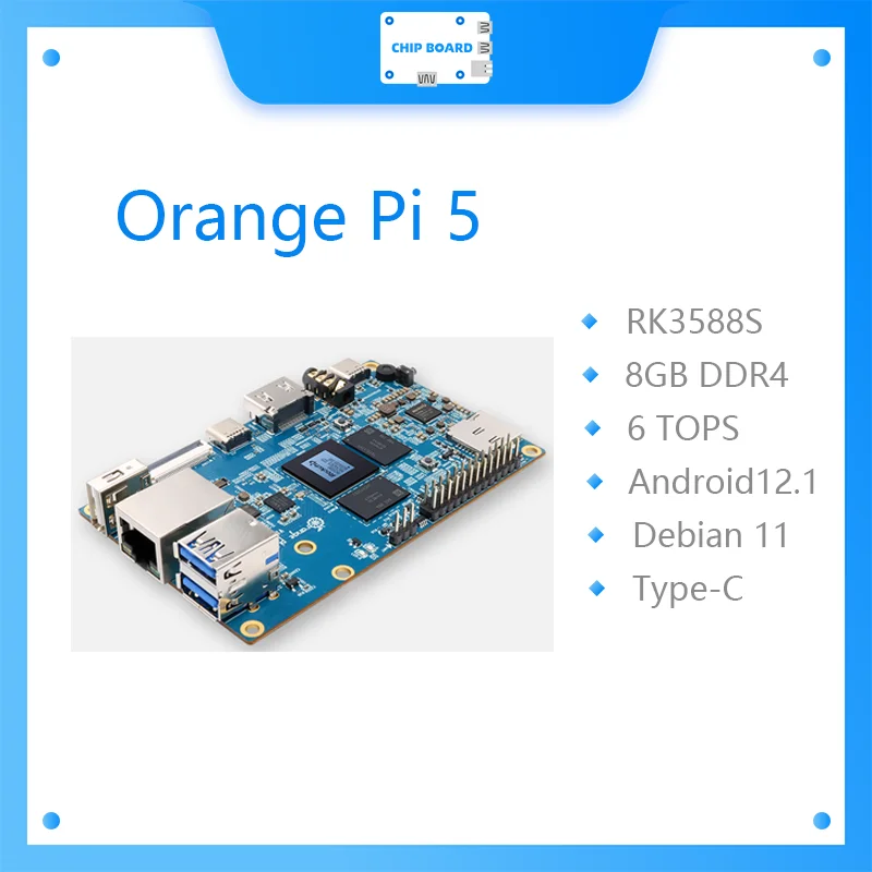Pomarańczowy Pi 5 8GB RK3588S, moduł PCIE zewnętrzny WiFi + BT, dysk SSD Gigabit Ethernet komputer jednopłytkowy, uruchom system operacyjny Android Debian