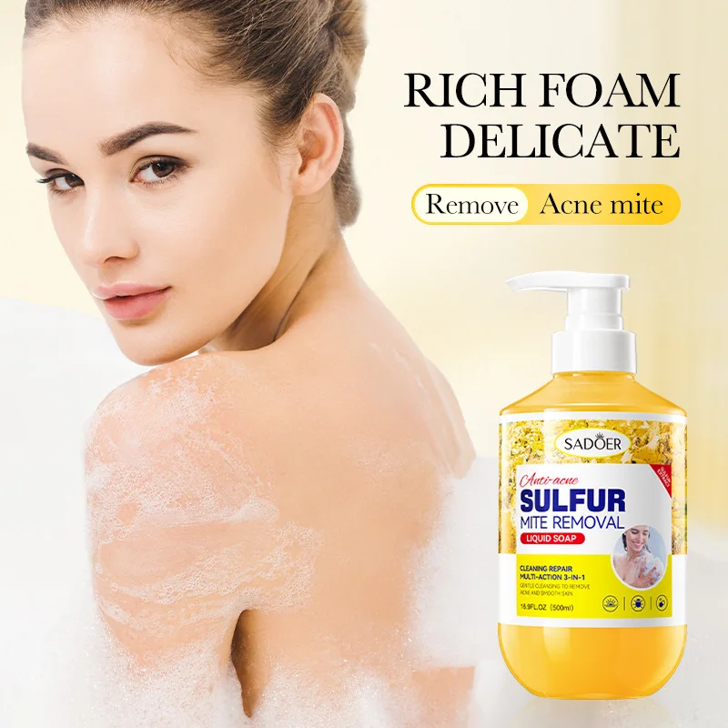 

500ML Sulphur Anti-Mite Moisten Shower Gel Deep Cleansing Body Wash Repair Deep Clean Oil Control Remove Skin Oils