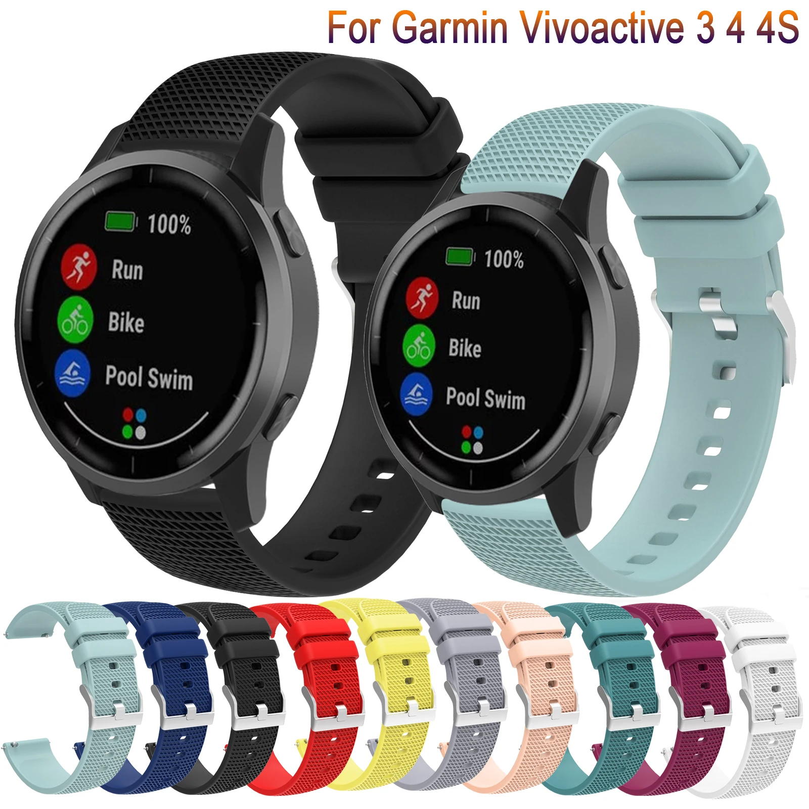

Original Watch Band for Garmin Vivoactive 3 Venu 2 SQ Vivoactive 4 4S Forerunner 645 245m Silicone Strap Watchband Accessories