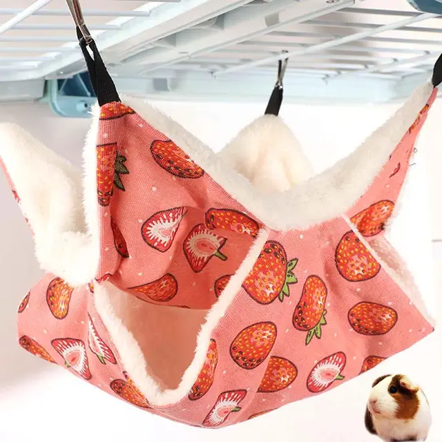 Warm Winter Plush For Small Animal Pet Cage Accessories Hamster House Rat Bed Guinea Pig Hideout Hanging Hammock 1