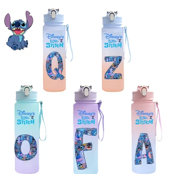 750ML Disney Stitch Letter A-Z Printed Water Bottle Large Capacity Drinking Portable Anime Outdoor Sport Water Cup Bottle Gift 1