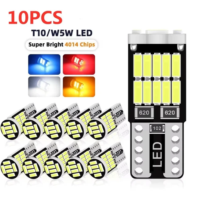 1/2/6/10pcs T10 W5W 194 501 Car Led Bulb Canbus No Error Car Interior Light T10 26 SMD 4014 Chip Pure White Instrument Lights B 1