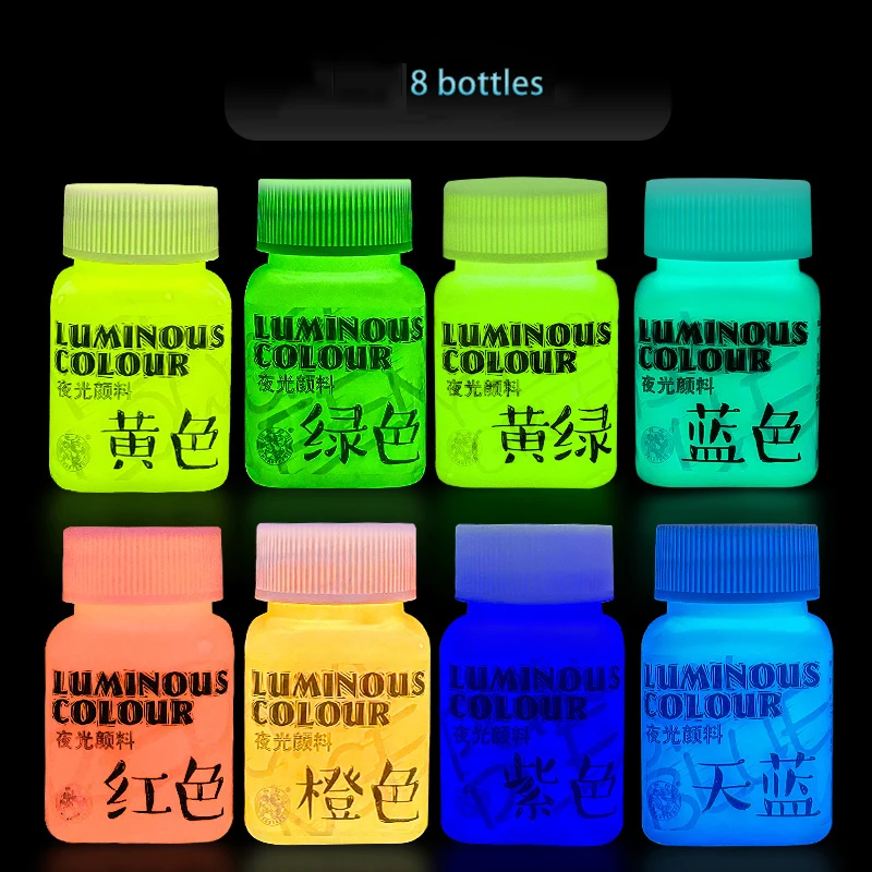 Glow In The Dark Fluorescent Acrylic Paint Set - 10 Vibrant Colors for DIY Art and Hand-Painted Graffiti Projects