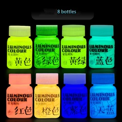 Glow In The Dark Fluorescent Acrylic Paint Set - 10 Vibrant Colors for DIY Art and Hand - Painted Graffiti Projects (8 Bottles)
