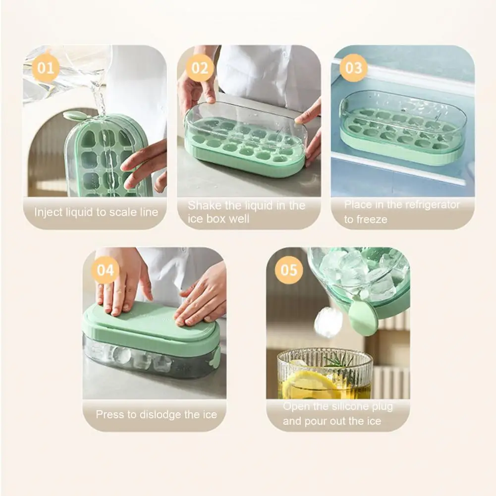 

User-friendly Ice Tray 18 Cavity Ice Tray with Lid Storage Box for Square Ice Cubes Anti-spill Mold for Cocktails Whiskey