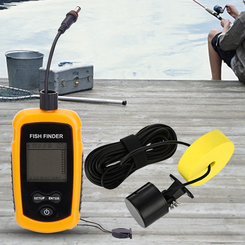 100M Underwater Echo Sounder 45 Degrees Sonar Fishing Detector IPX4 Waterproof LCD Display for Ocean River Fishing