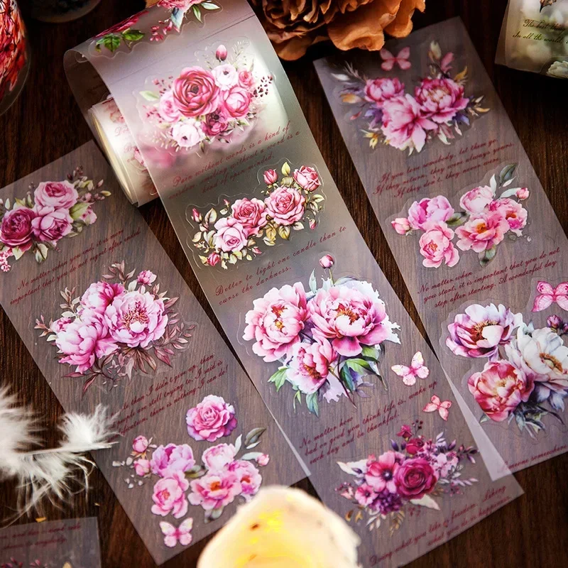 

3M 1Roll PET Long Cycle Tape Flower Club Blooming Along Road Matte Handbook Material Gift Package Scrapbook 65mm*3M