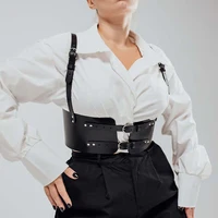 Женский модный пояс, широкий корсет, кожаный корсет, моделирующий кожаный ремень от талии до плеч, ремень для тела, аксессуары для готической одежды — изображение 3