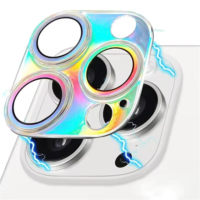 Sparkling Diamond Metal Camera Lens Protector with Full Coverage Glass