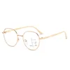 Retro Round Progressive Multifocus Reading Glasses Metal Frame Far Sight Glasses High Definition Anti-blue Presbyopia Glasses 4