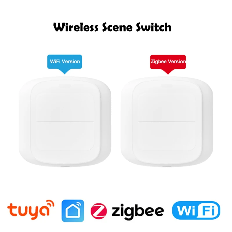 Tuya WiFi ZigBee Smart Scene Wireless Switch Push Button Controller Automation Scenario 2 Gang Smart Home Gadgets Smart Control 1