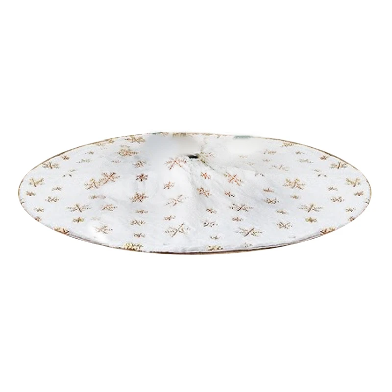 

90Cm Christmas Tree Skirt Faux Fur Carpet Snowflake White Plush Mat For New Year Decor Apron Ornament