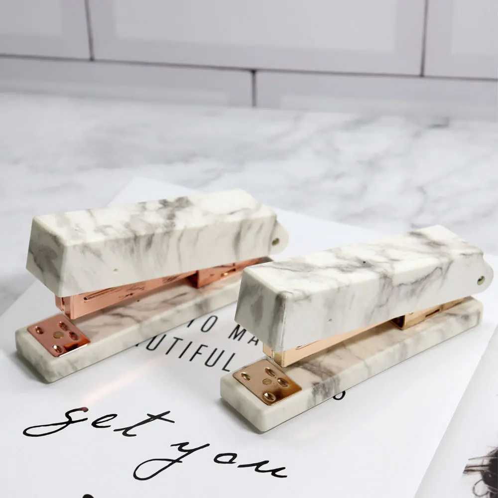 Marble Rose Gold Acrylic Stapler