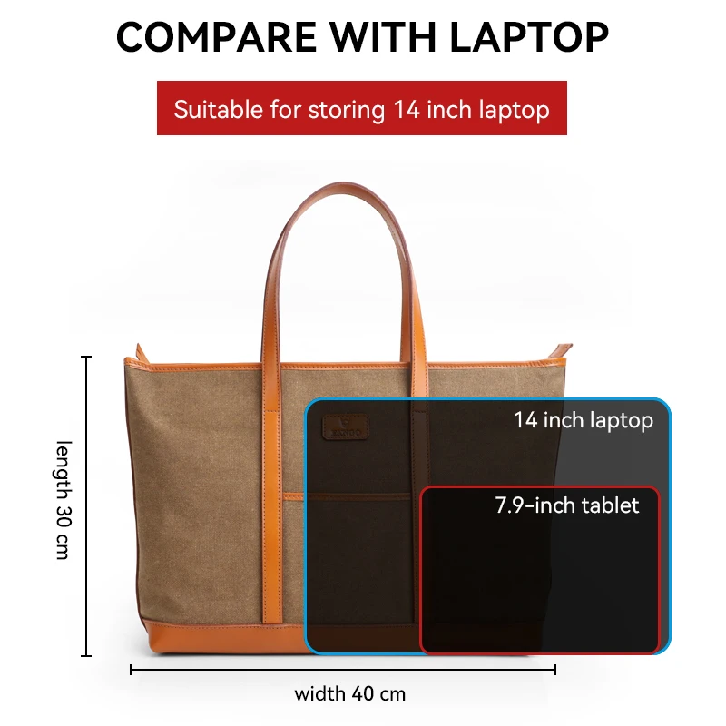 Retro Canvas Bag Handmade Genuine Leather Briefcase Travel Suitcase Tote Bags For Men Large Capacity Business Laptop Handbag