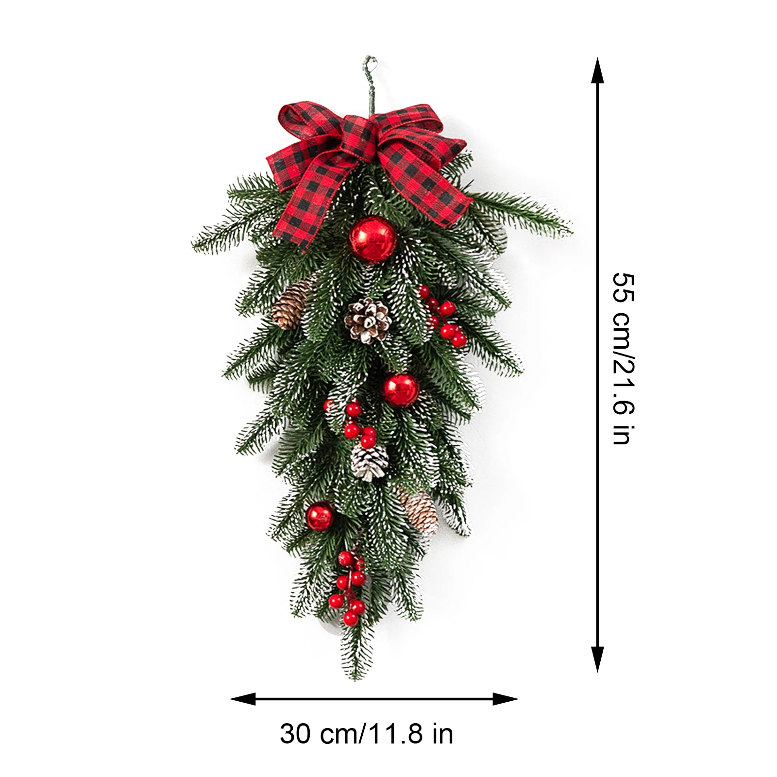 thumbnail image 1 of Hanging Christmas Wreath Simulation Artificial Pine Branch Pinecone Holly 2024 Christmas Decorations Christmas Tree Wall Decor, 1 of 5