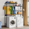 Laundry Clothes Drying Rack Indoor, Over Washer Laundry Storage Shelf, Bathroom Towel Rack Space Saver with Adjustable Shelves 1