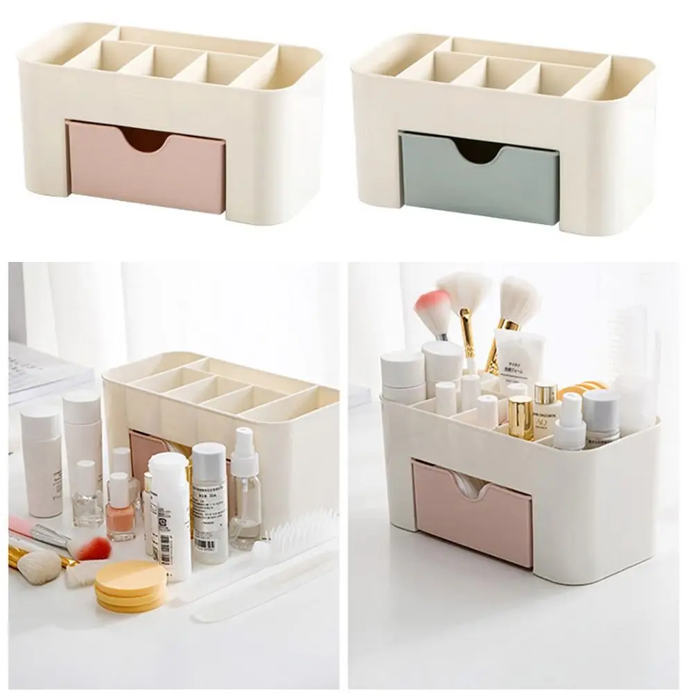 Double Layer Makeup Organizers. - blue pink
