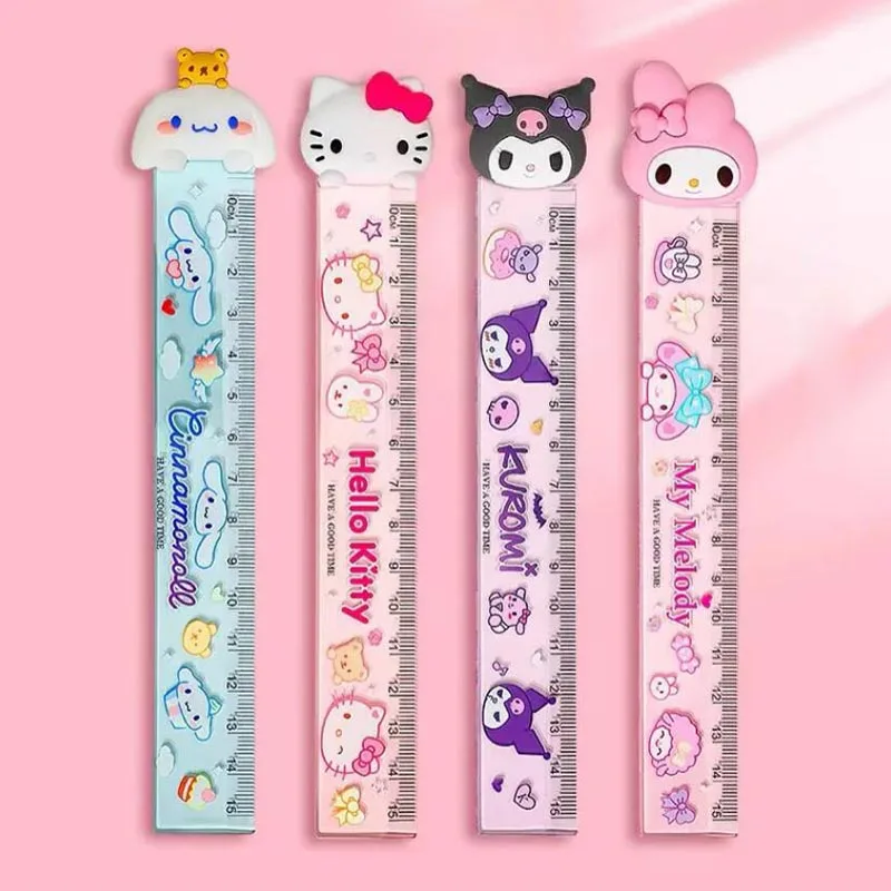 

36pcs/lot Sanrio Melody Kuromi Straight Ruler Cute Cinnamoroll Drawing Bookmark Promotional Stationery Gift School Supplies