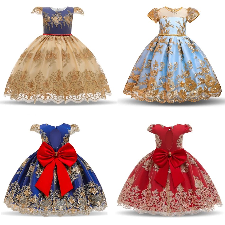

New Style Children Princess Performance Dress Baby Girl Tutu Party Gown Flower Girls Dresses Lace Wedding Birthday Kids Clothes